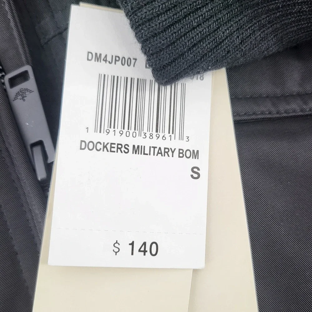 Dockers Men's Military Bomber Jacket Black Zip Utility Pockets‎ Size Small NWT